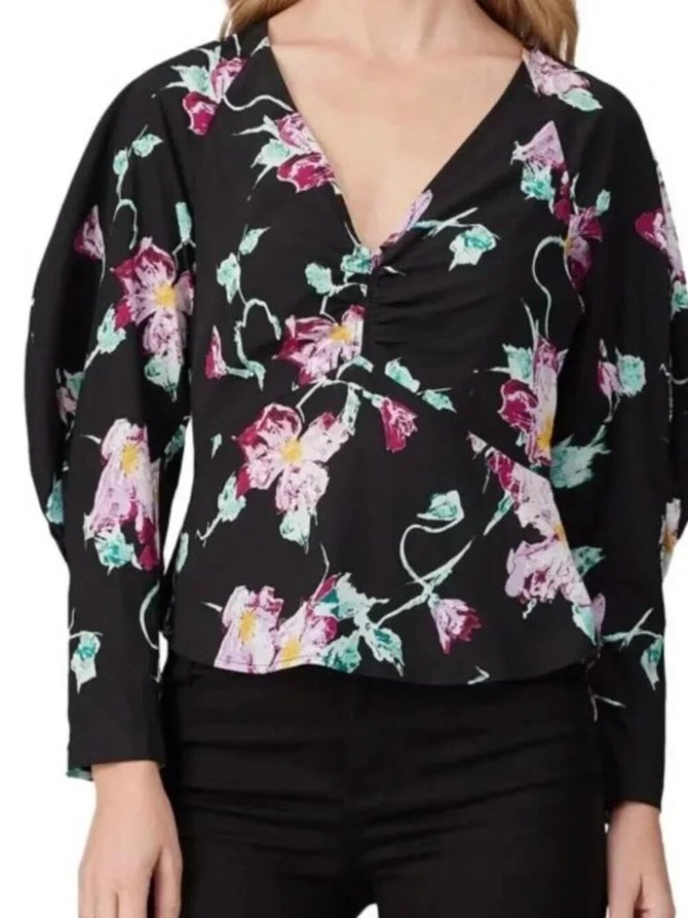 A.L.C. Silk Floral Long Sleeve Blouse, Size 6